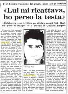 Un articolo del 1980 sull'omidicio di Giovanni Gargano, per il quale Salvatore Buzzi viene condannato a 20 anni di reclusione