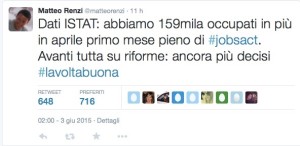 Tweet Renzi Istat