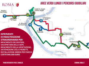 Mappa dei percorsi e delle aree verdi giubiliari