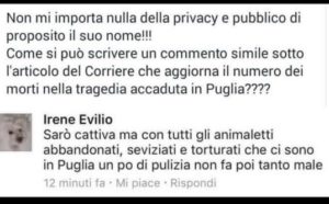 schianto tra treni commenti social